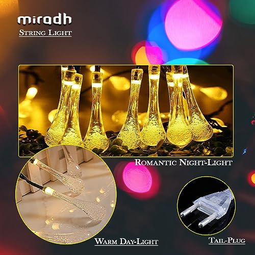 MIRADH 14 Long Crystal Waterdrop Led Light 3 Meter led Lights for Home Decoration Plug in Fairy String Lights, Diwali Lights for Decoration for Home Still Mode Only Strip Lights (14 Bulb Yellow) - Image 4