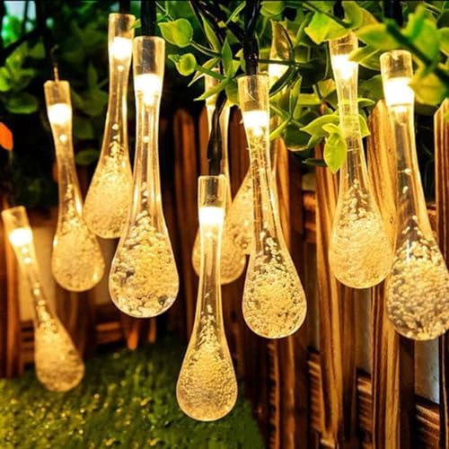 MIRADH 14 Long Crystal Waterdrop Led Light 3 Meter led Lights for Home Decoration Plug in Fairy String Lights, Diwali Lights for Decoration for Home Still Mode Only Strip Lights (14 Bulb Yellow) - Image 1