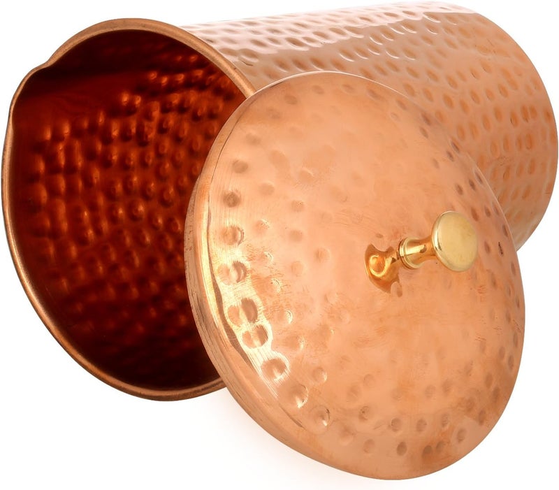 Zap Impex 1600ml Hammered Copper Jug with 2 Glasses for Health - Image 2