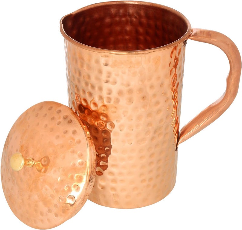 Zap Impex 1600ml Hammered Copper Jug with 2 Glasses for Health - Image 3