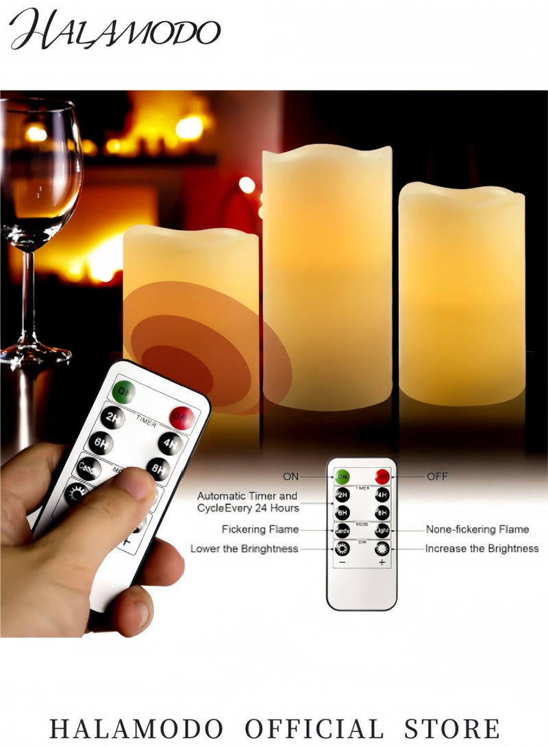 HALAMODO 3PCS Flameless Candles with Timer,  Color Changing LED Candles with Remote Control, Battery Candles Outdoor and Indoor Home Decor  - Image 3