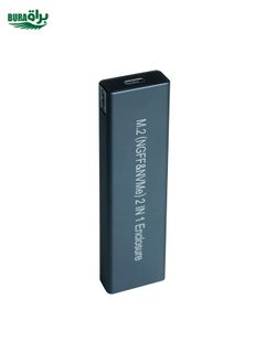 BURAQ Aluminium Alloy M.2 NDFF&NVMe 2-in-1 External Hard Drive Enclosure(Dark Grey)  - Image 2