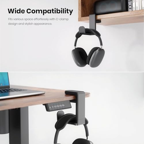 Techzere Headphone Stand Holder Hanger 360 Degree Swivel for Table Hanging Hook for Gaming and Regular Headphones Black - Image 3