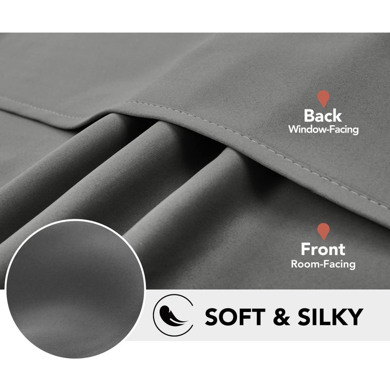 Deconovo Thermal Insulted Blackout Bedroom Curtains  Room Darkening Curtain Panels for Living Room  42x54 Inch  Light Grey - Image 4