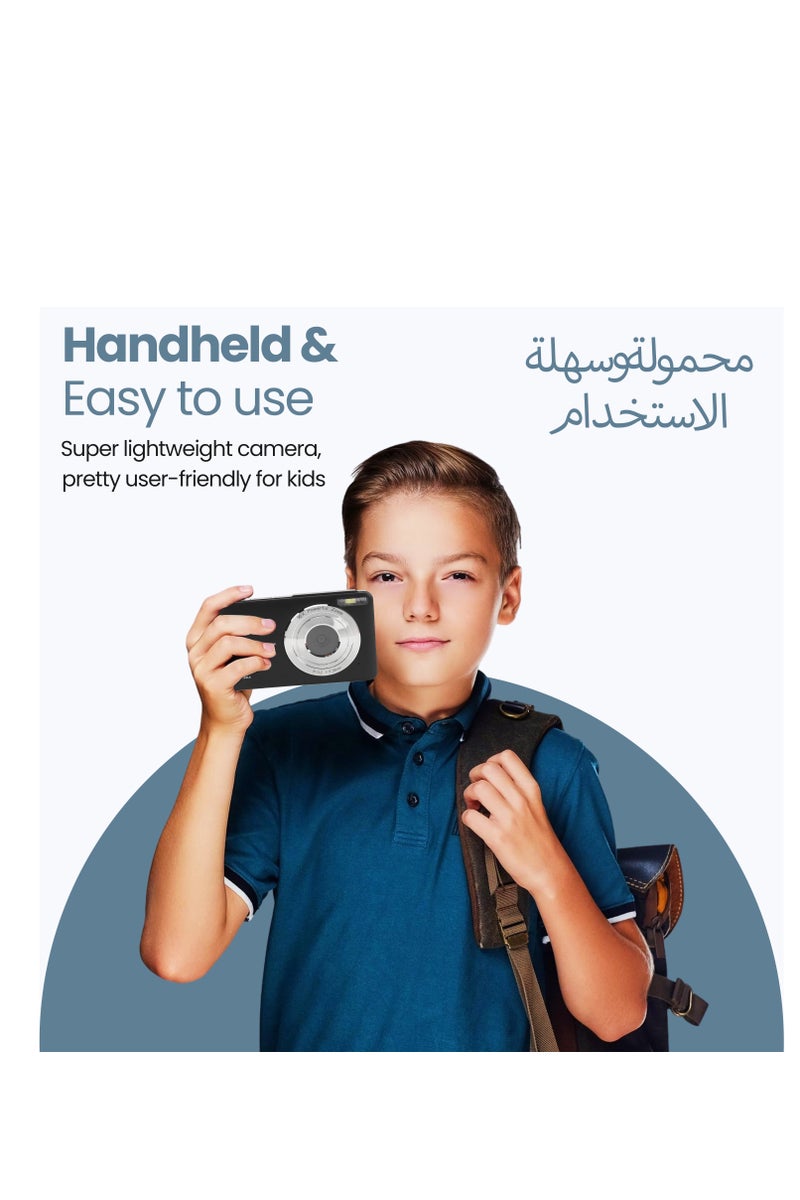 أيه بي جي كاميرا رقمية للأطفال، كاميرا فيديو مدمجة بدقة 44 ميجابكسل FHD 1080 بكسل مع بطاقة 32 جيجابايت، تكبير 16 مرة، مضادة للاهتزاز، كشف الوجه، مثالية للمبتدئين والمراهقين والأولاد والبنات - Image 4