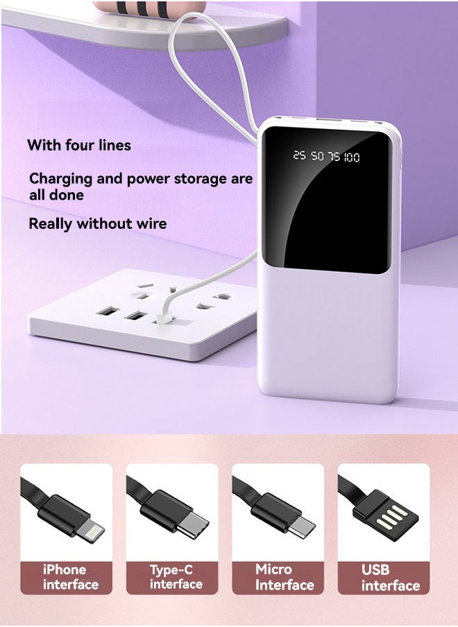 JEEJPV Power bank 10000mAh large capacity power bank portable mobile power(White）  - Image 2