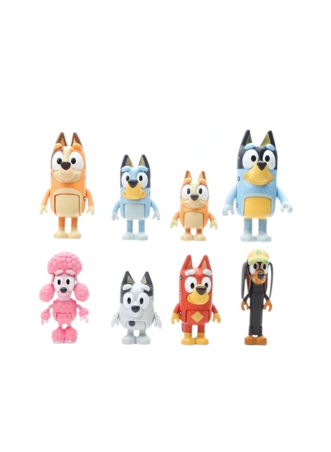 8 Pcs Sparklepals Bluey Heeler Family Figure Pack Family and Friends Set Action Figures 5cm - Image 2
