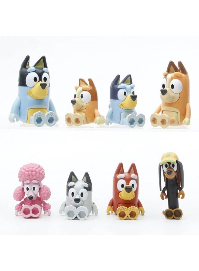 8 Pcs Sparklepals Bluey Heeler Family Figure Pack Family and Friends Set Action Figures 5cm - Image 3