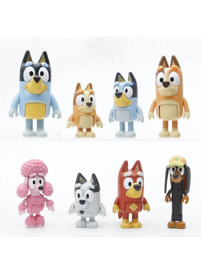 8 Pcs Sparklepals Bluey Heeler Family Figure Pack Family and Friends Set Action Figures 5cm - Image 1
