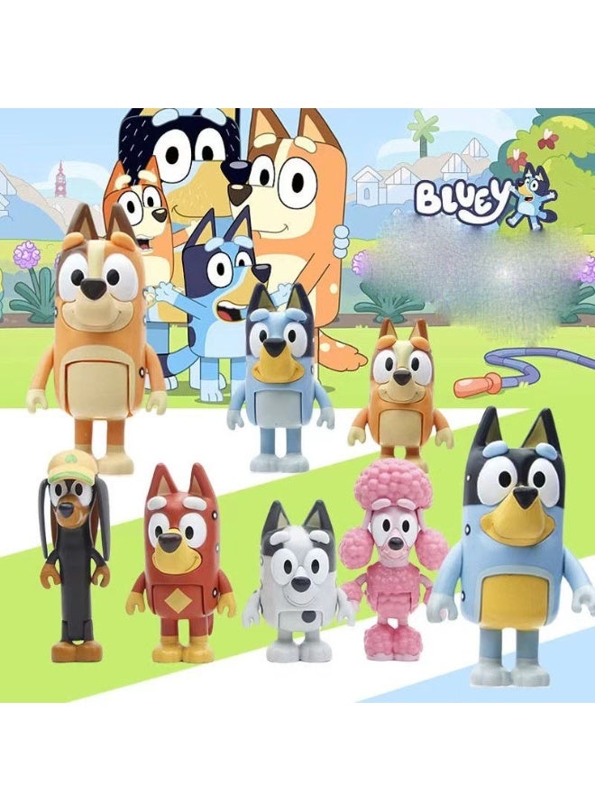 8 Pcs Sparklepals Bluey Heeler Family Figure Pack Family and Friends Set Action Figures 5cm - Image 4