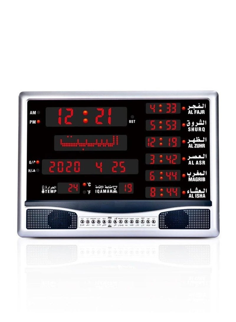 Muslim Prayer Azan Clock With LED Display Islamic Table Reminder Muslim Alarm Clock Ramadan Mosque Clock  - Image 1
