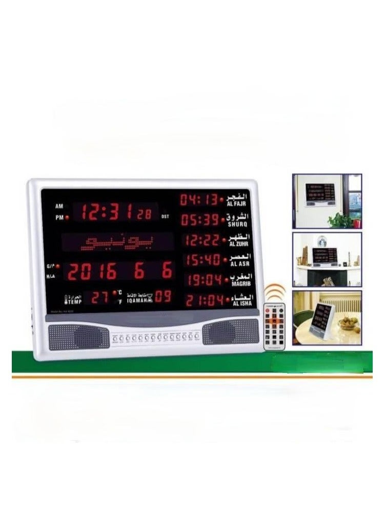 Muslim Prayer Azan Clock With LED Display Islamic Table Reminder Muslim Alarm Clock Ramadan Mosque Clock  - Image 2