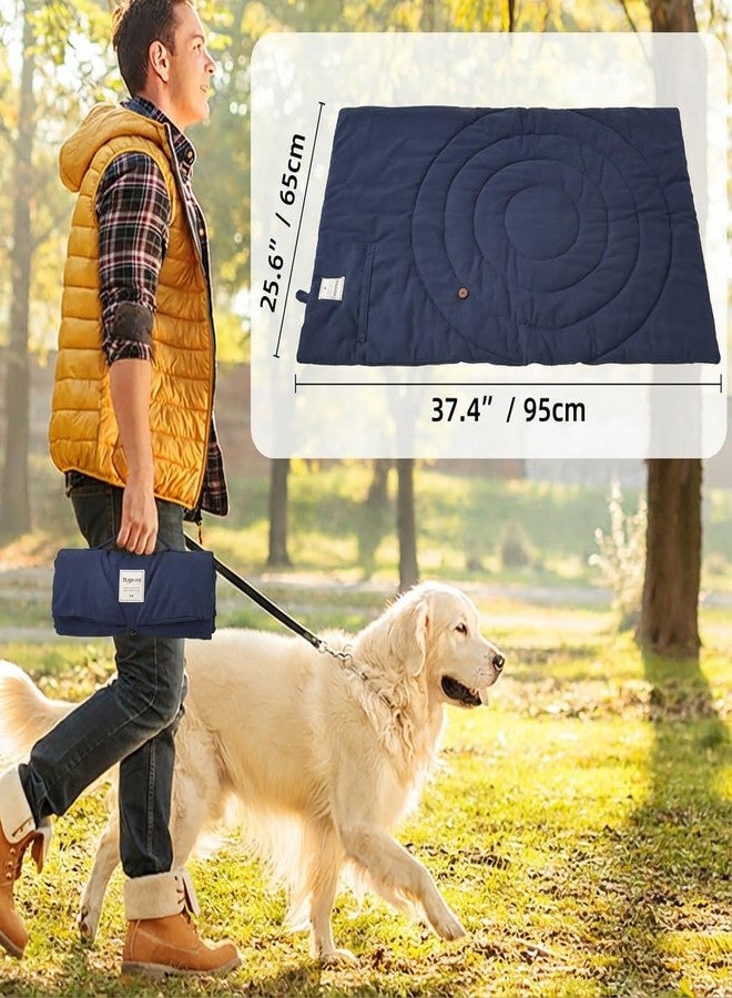 PlentiVive Large Waterproof Outdoor Dog Bed (57"x39"), Portable & Washable Travel Pet Mat for Camping, Foldable Non-Slip Car Seat & Crate Liner for Large Medium Dogs, Includes Carry Bag (Blue) - Image 2