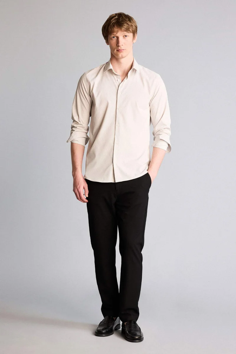 DeFacto Slim Fit Printed Long Sleeved Shirt