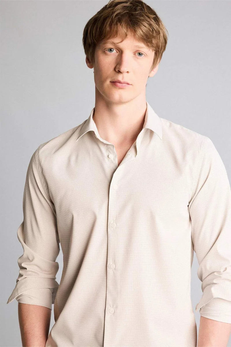DeFacto Slim Fit Printed Long Sleeved Shirt