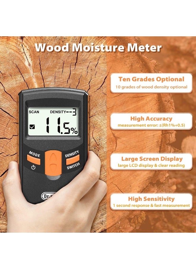 Dr.Meter - Dr.meter Pinless Wood Moisture Meter, Upgraded Version Inductive Pinless Tools Intelligent Moisture Meter Digital Moisture Meter for Wood - Image 1