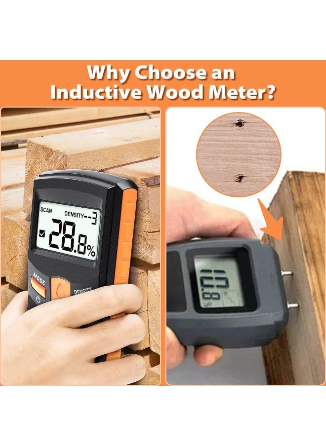 Dr.Meter Dr.meter Pinless Wood Moisture Meter, Upgraded Version Inductive Pinless Tools Intelligent Moisture Meter Digital Moisture Meter for Wood  - Image 2