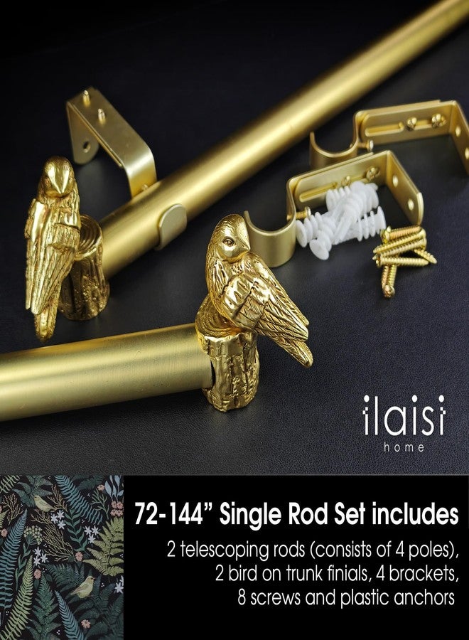 ILAISIHOME قضيب ستارة من ILAISIHOME بقطر 1-1/8 بوصة، مطلي بالذهب المصقول، مزين بنهايات على شكل طيور، قابل للتمديد من 72 إلى 144 بوصة، مناسب للنوافذ بعرض من 68 إلى 140 بوصة، عبوة واحدة - Image 2