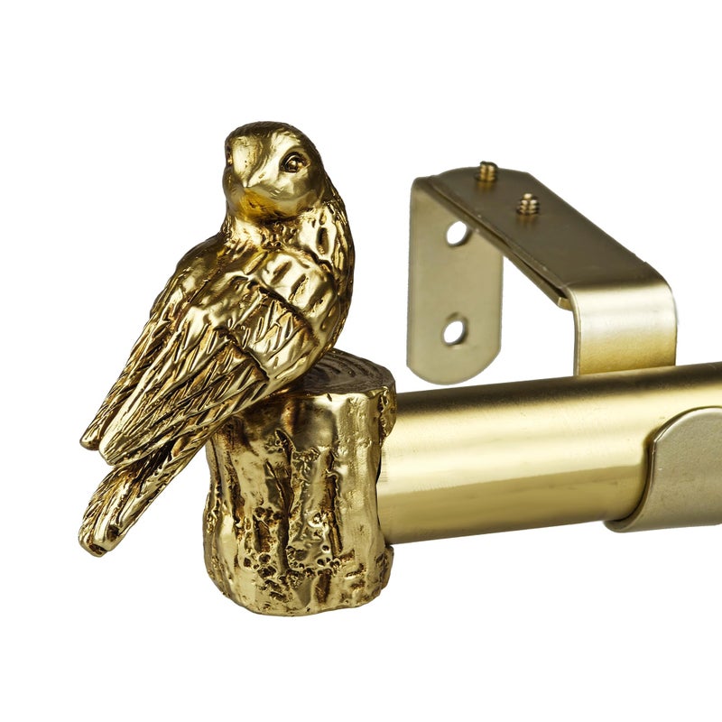ILAISIHOME قضيب ستارة من ILAISIHOME بقطر 1-1/8 بوصة، مطلي بالذهب المصقول، مزين بنهايات على شكل طيور، قابل للتمديد من 72 إلى 144 بوصة، مناسب للنوافذ بعرض من 68 إلى 140 بوصة، عبوة واحدة - Image 1