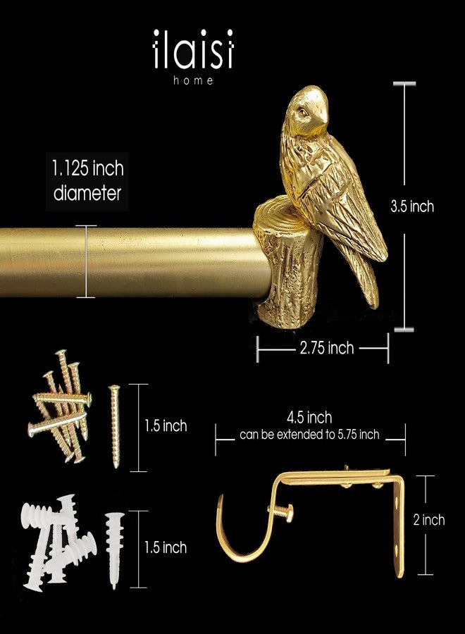 ILAISIHOME قضيب ستارة من ILAISIHOME بقطر 1-1/8 بوصة، مطلي بالذهب المصقول، مزين بنهايات على شكل طيور، قابل للتمديد من 72 إلى 144 بوصة، مناسب للنوافذ بعرض من 68 إلى 140 بوصة، عبوة واحدة - Image 4