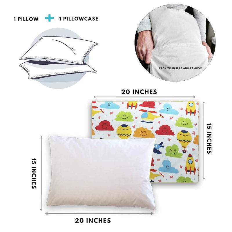 KRADYL KROFT Toddler Pillow with 100% Cotton Removable Cover - 20 X 15 Inches | Children Pillows | Baby Pillows - Travel Times - Image 4