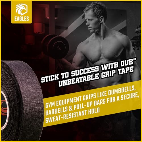 EAGLES Hockey Tape Multipurpose Cloth Tape Roll for Lacrosse Baseball & Softball Bats, Rackets, Pullup Bars, Gardening Tools, Easy Tear Over Grip - Multi Sport Handle Tape - Sports Gift (Black & White) - Image 5