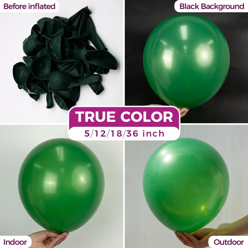 Bezente Green Balloons Latex Party Balloons - 100 Pack 12 inch Round Helium Balloons for St. Patrick's Day Dark Green Themed Wedding Graduation Birthday Party Backdrop Decorations - Image 2