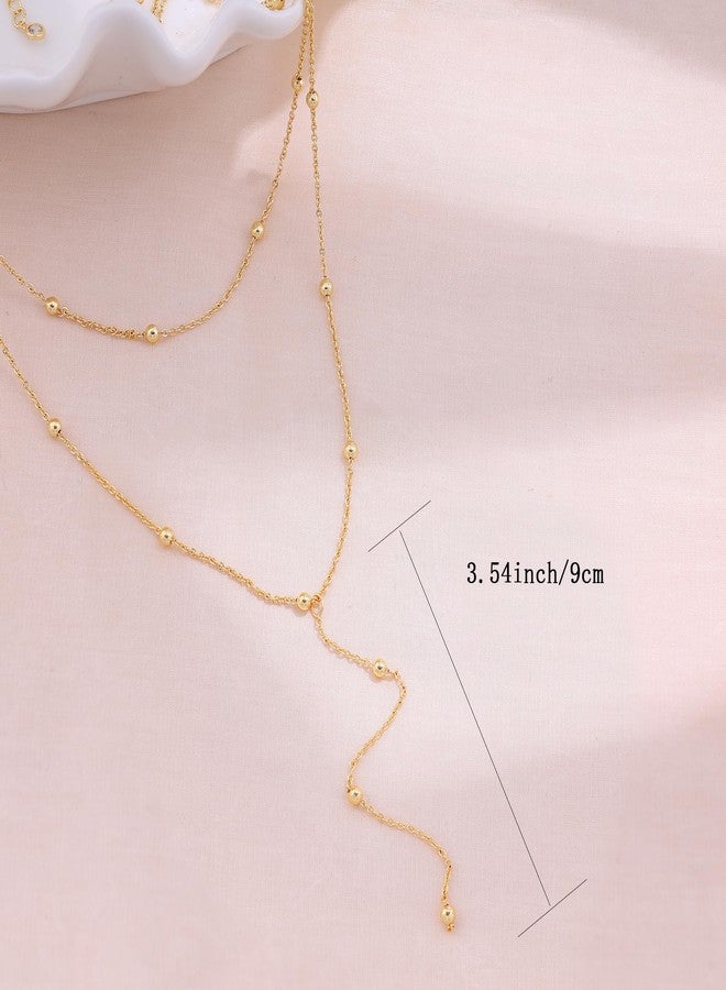 Ewrkbrㅤ Ewrkbr Long Necklaces for Women, Dainty 14k Gold Plated Layered Beaded Chain Necklace Charm Long Gold Necklaces for Women Trendy Fashion Choker Necklace Non Tarnish Gold Jewelry - Image 4