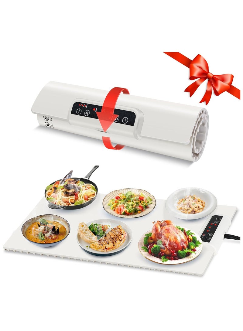 سخان طعام بسطح تسخين كامل - مع 3 درجات حرارة، قابل لللف ومحمول، وإيقاف تلقائي - صينية تسخين كهربائية للتجمعات والحفلات والاستخدام اليومي - Image 1