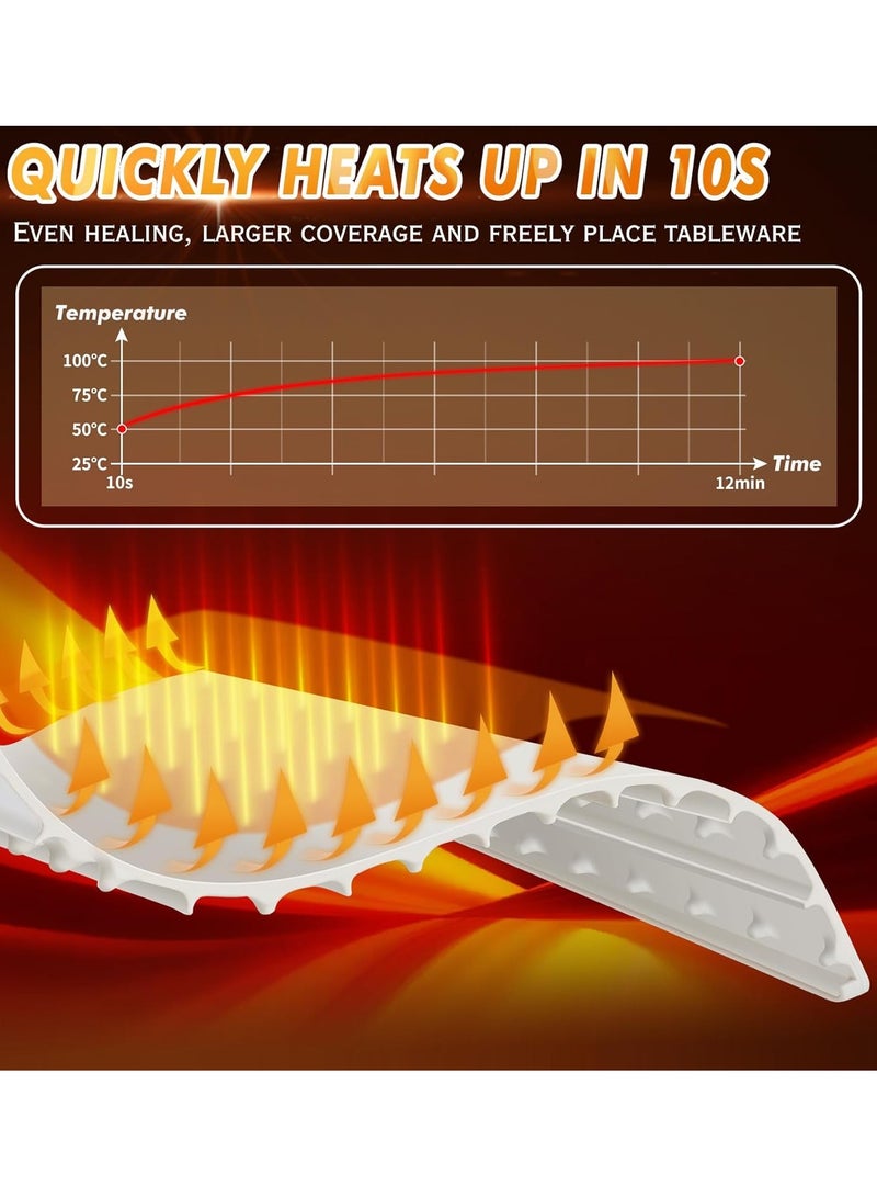 سخان طعام بسطح تسخين كامل - مع 3 درجات حرارة، قابل لللف ومحمول، وإيقاف تلقائي - صينية تسخين كهربائية للتجمعات والحفلات والاستخدام اليومي - Image 3