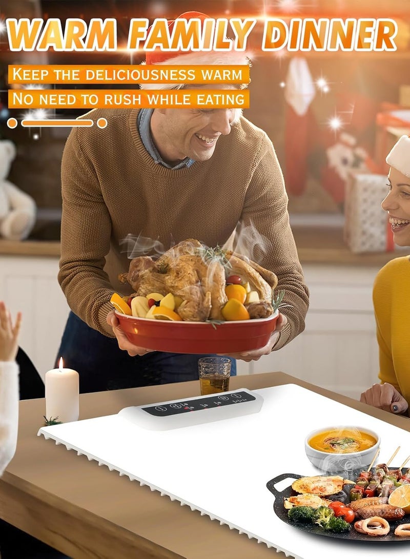سخان طعام بسطح تسخين كامل - مع 3 درجات حرارة، قابل لللف ومحمول، وإيقاف تلقائي - صينية تسخين كهربائية للتجمعات والحفلات والاستخدام اليومي - Image 4