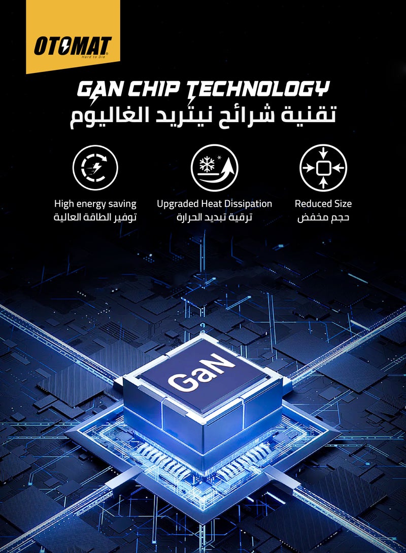 OTOMAT 45W Fast Charger – 3-Port (Lightning, USB-C PD, USB-A) for iPhone, iPad, Android, Laptops, Tablets, Power Banks – Quick Charge, GaN Technology, Compact Design – Black - Image 3