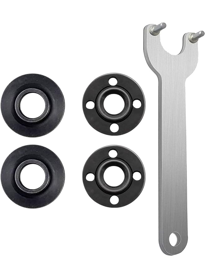 PROMASS مفتاح فلانج 5 قطع لمطحنة الزاوية مع مجموعة صمولة قفل داخلية وخارجية معدنية لديوالت ميلووكي 193465-4 بوش بلاك أند ديكر ريوبي ماكيتا 5" 5/8-11 أدوات طحن لآلات الطحن