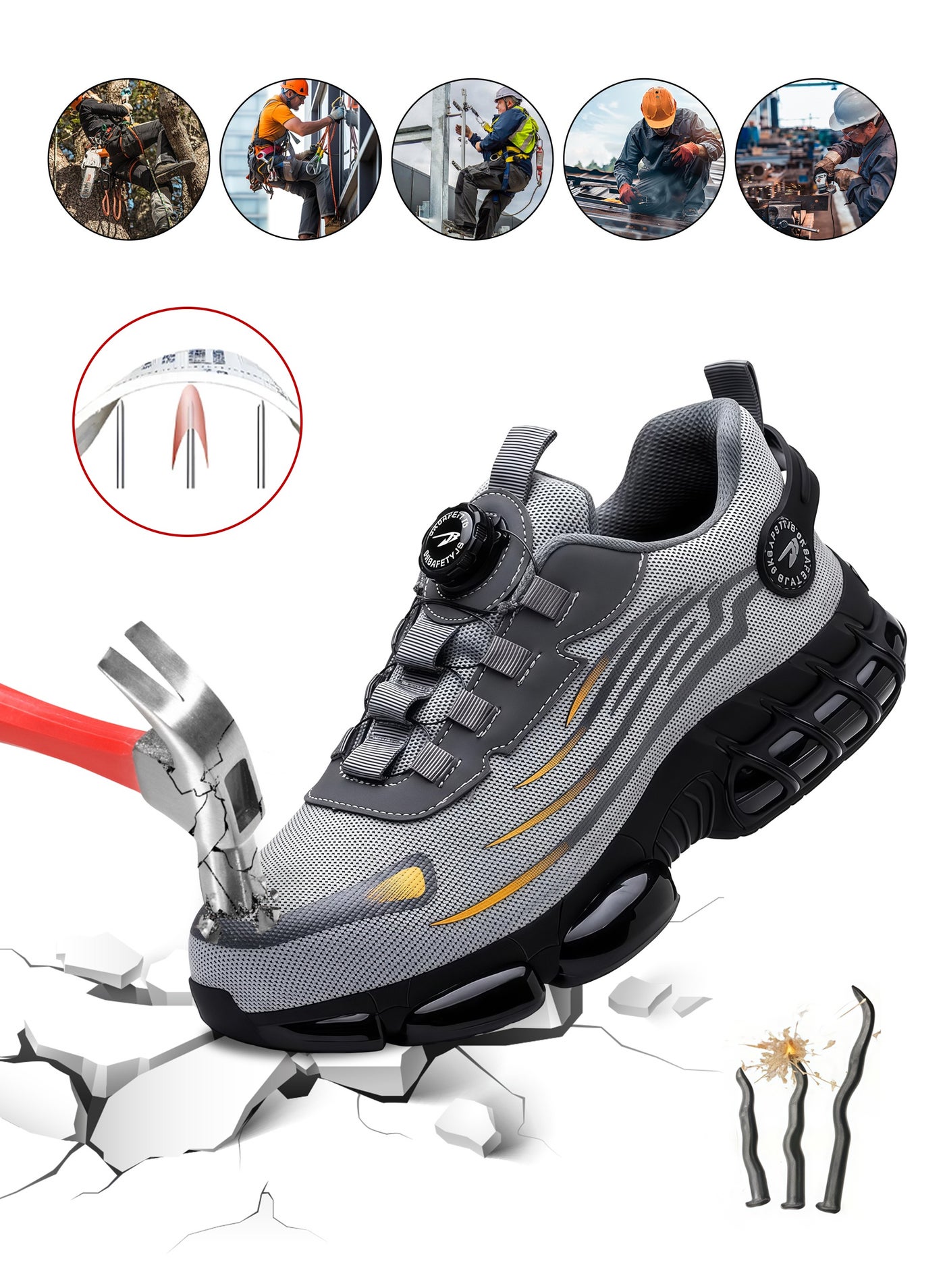 Steel Toe Safety Shoes for Men – Lightweight, Puncture Proof, Breathable Work Shoes for Construction, Warehouse, Outdoor Activities (42 EUR)