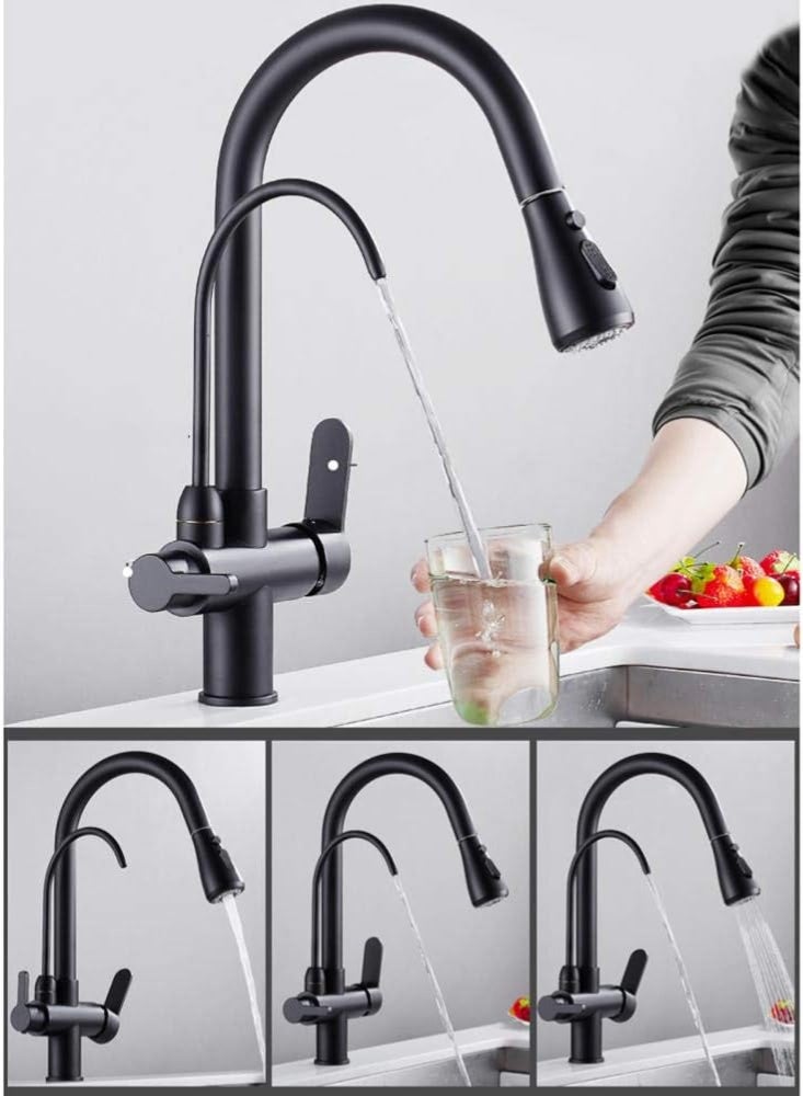 XiuWoo 360° Swivel Kitchen Pull-Out Hot and Cold Faucet Three-in-One Pure Direct Drinking Faucet Washbasin Sink Sink Faucet - Image 5