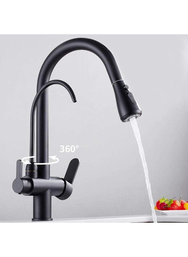 XiuWoo 360° Swivel Kitchen Pull-Out Hot and Cold Faucet Three-in-One Pure Direct Drinking Faucet Washbasin Sink Sink Faucet - Image 4