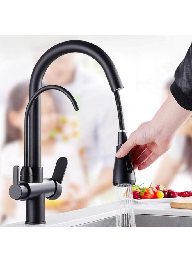 XiuWoo 360° Swivel Kitchen Pull-Out Hot and Cold Faucet Three-in-One Pure Direct Drinking Faucet Washbasin Sink Sink Faucet - Image 2