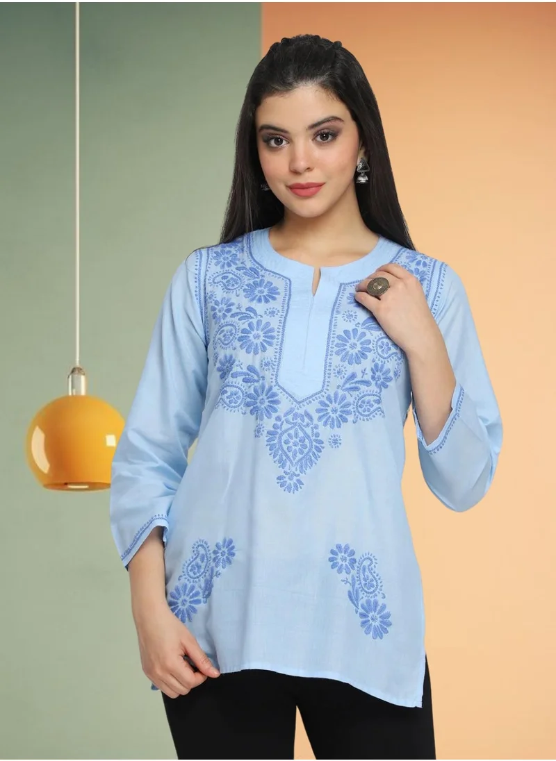 Alaya Hand Embroidered Chikankari Cotton Kurti-AL3405