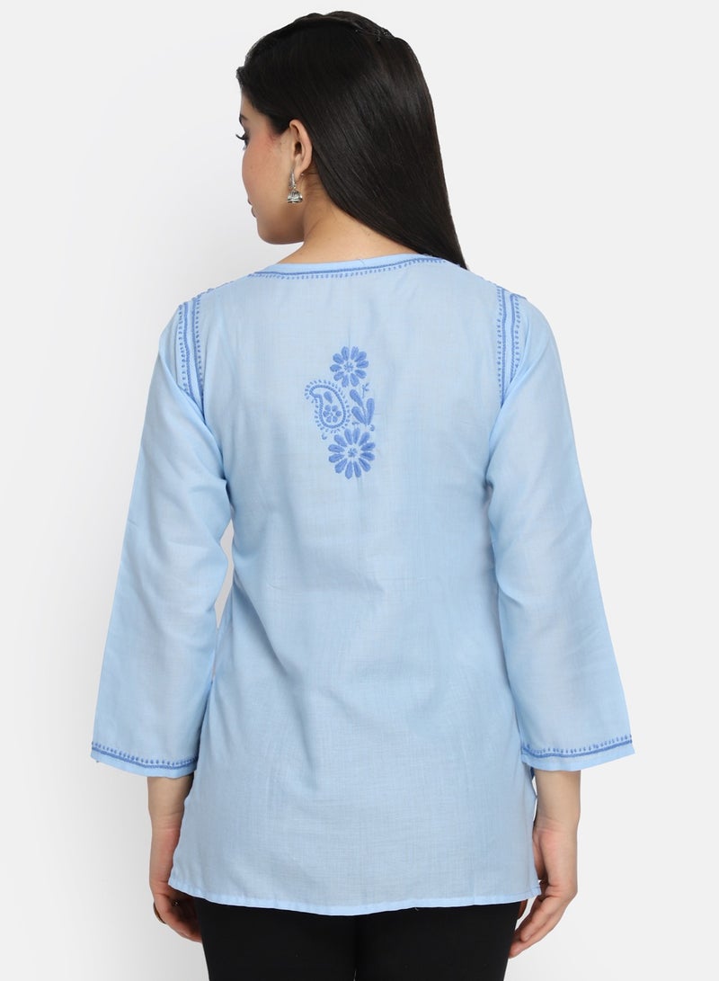 Alaya Hand Embroidered Chikankari Cotton Kurti-AL3405  - Image 2