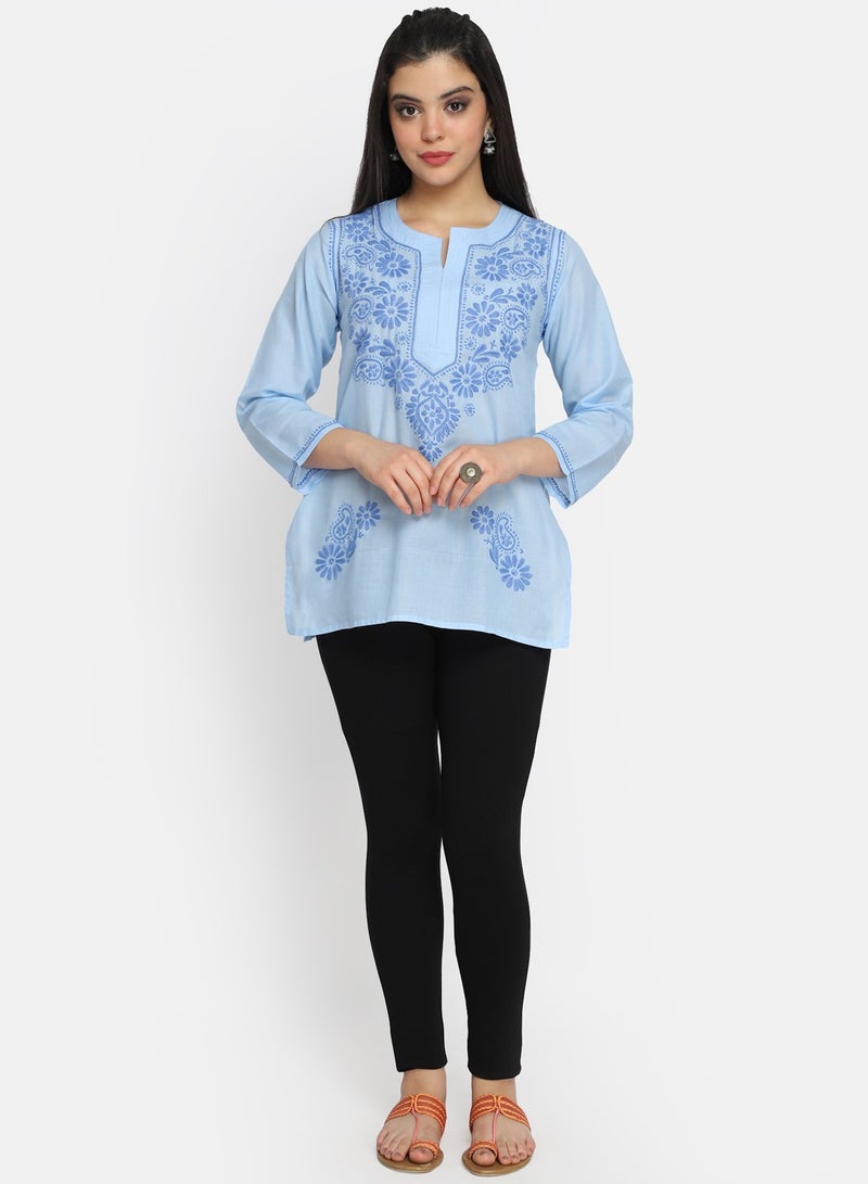 Alaya Hand Embroidered Chikankari Cotton Kurti-AL3405  - Image 5