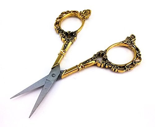 Yueton Vintage Europea Style Plum Blossom Needlework Embroidery Scissors (Gold) - Image 4