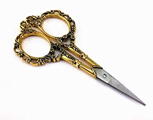 Yueton Vintage Europea Style Plum Blossom Needlework Embroidery Scissors (Gold) - Image 3