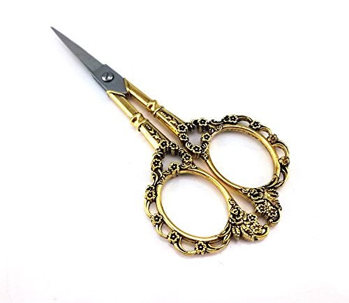 Yueton Vintage Europea Style Plum Blossom Needlework Embroidery Scissors (Gold) - Image 1