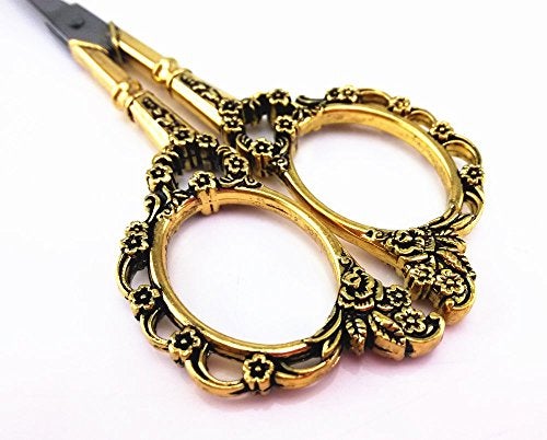 Yueton Vintage Europea Style Plum Blossom Needlework Embroidery Scissors (Gold) - Image 5