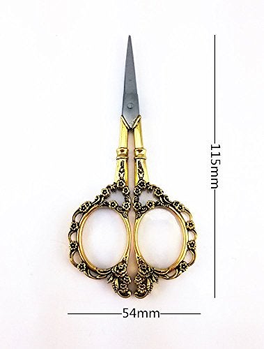 Yueton Vintage Europea Style Plum Blossom Needlework Embroidery Scissors (Gold) - Image 2