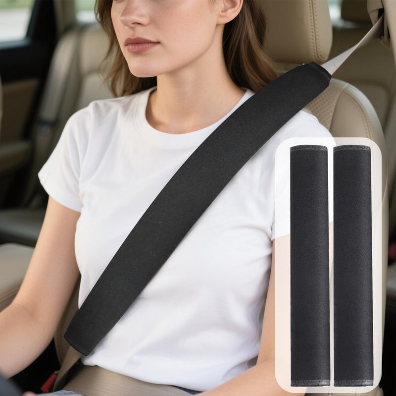 Suacopzar 2025 Upgraded Extra Long Car Seat Belt Cover  2Pack 19.7In Seat Belt Cover Pad For Ultimate Comfort Driving Experience  Soft Shoulder Pad Protector Car Interior Accessories For All Vehicles - Black - Image 1