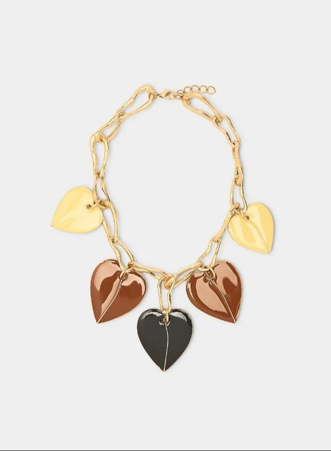 بارفوا عقد قصير مع قلوب مطلية بالمينا