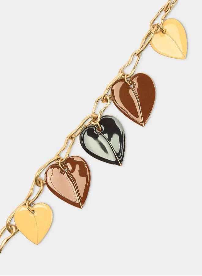 بارفوا عقد قصير مع قلوب مطلية بالمينا