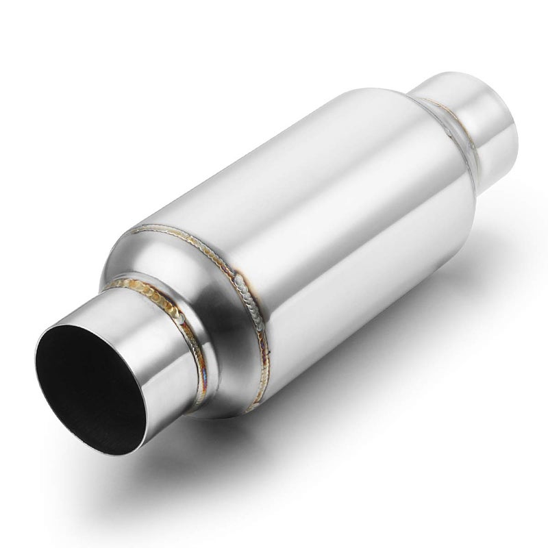AKARCK 25 Inlet Exhaust Resonator 25 Inlet 25 Outlet 115 Overall Length Muffler Resonator Stainless Steel Polished