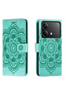For Xiaomi Redmi Note 13R Pro Sun Mandala Embossing Pattern Phone Leather Case(Green)